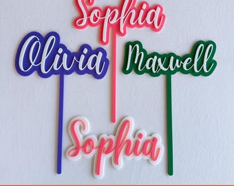 Archivo de impresión 3D para adorno de tarta de cumpleaños con nombre personalizado: Decoración personalizada para fiestas (descarga digital STL)