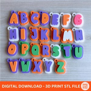 Halloween Letter Keychain: Ghost Alphabet 3D Print File (STL Digital Download)