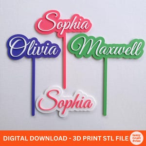Custom Name Birthday Cake Topper 3D Print File: Personalised Party Decoration (STL Digital Download)