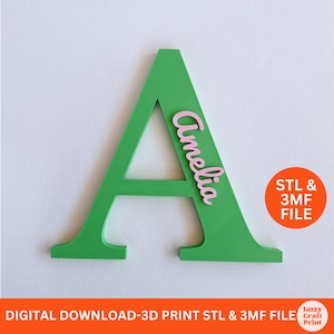 Archivo de impresión 3D de letrero con nombre personalizado: Letra personalizada, decoración para habitación infantil o escritorio (descarga digital STL)