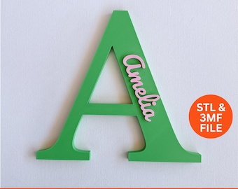 Custom Name Sign 3D Print File: Personalised Letter, Nursery, Desk Decor (STL Digital Download)