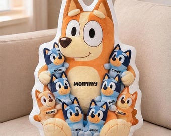 Almohada personalizada con la forma de la mejor mamá perruna del mundo, almohada de peluche adorable con el nombre personalizado de mamá perruna y niños, almohada decorativa para el Día de la Madre, regalo para mamá.