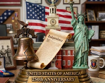 Placa plana 2D del 250.º aniversario, placa del semiquincentenario de 1776 a 2026, estatua decorativa del 250.º Día de la Independencia, regalo para un patriota.