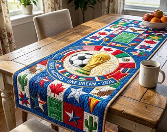 2026 World Tournament Cup Table Runner, Soccer Game Day Table Runner, Soccer World Championship Dining Decor, Gift for Soccer Lover
