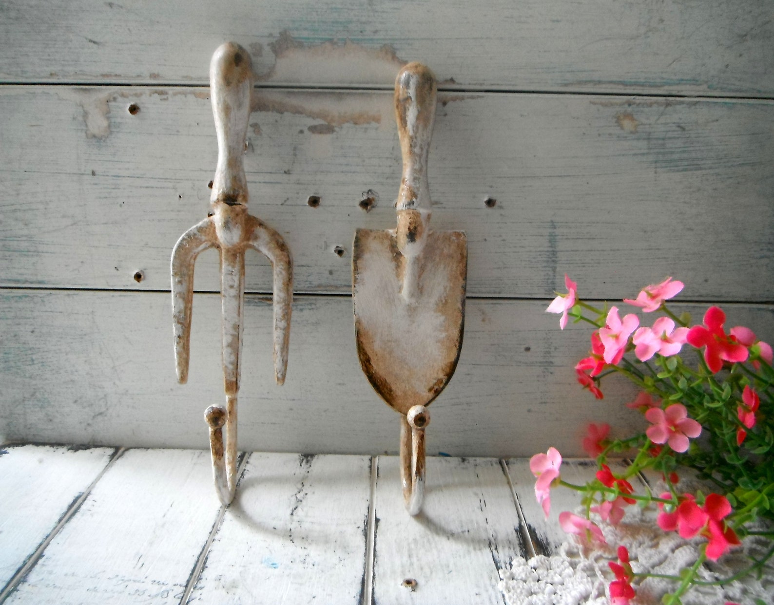 Garden tool hooks rustic wall hooks she shed decor shabby hook Etsy
