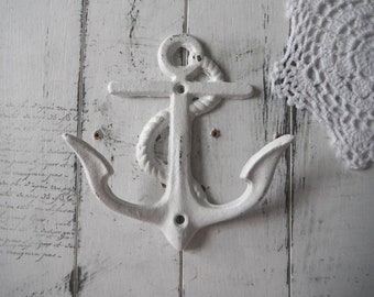 anchor wall hook white nautical hook beach house decor shabby cottage rustic decor nautical bathroom hook distressed hook french country