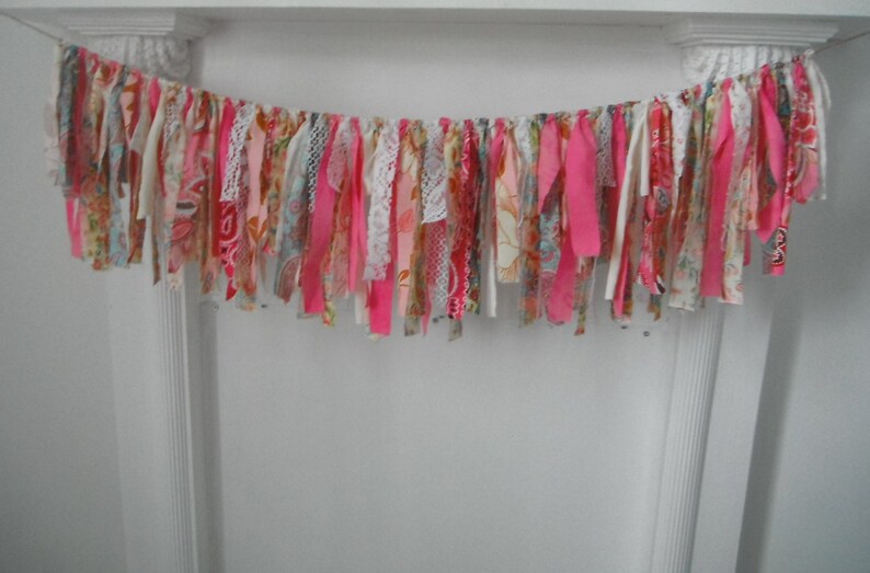 rag garland gypsy decor bohemian garland vibrant decor boho decoration tattered garland frayed bedroom garland patterned garland 3 feet ft