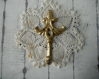 bedroom hook PETITE hook fleur de lis gold hook painted hook shabby chic cottage decor towel holder leash hook french country 4