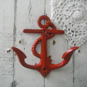 red anchor hook nautical decor beach house decor beach hook rustic decor shabby decor distressed hook clothing hook anchor decor rustic image 4