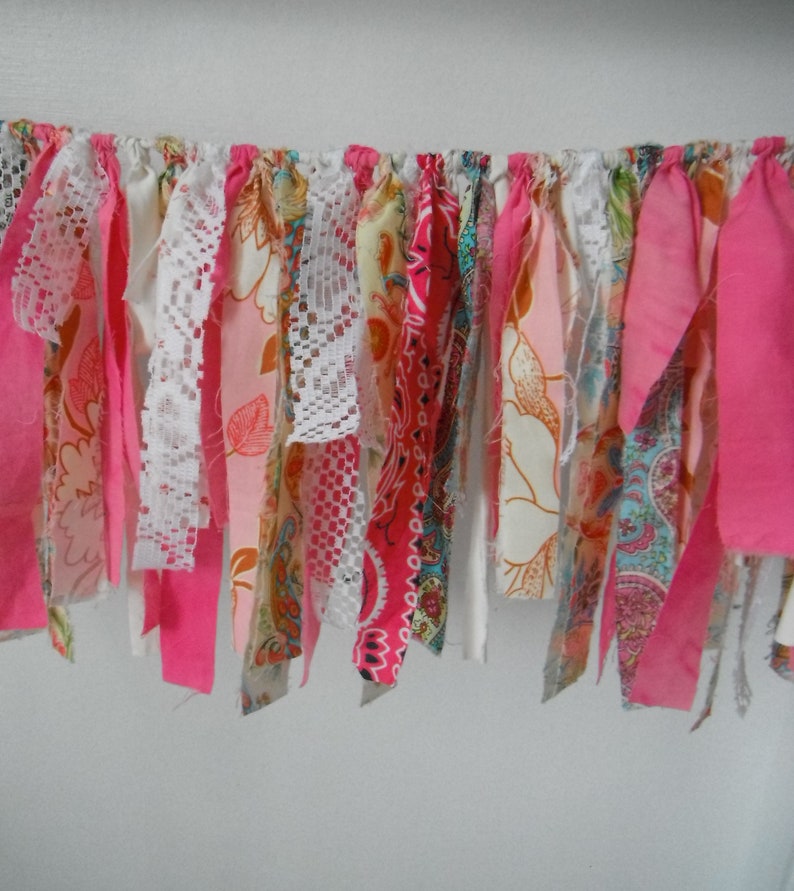 rag garland gypsy decor bohemian garland vibrant decor boho decoration tattered garland frayed bedroom garland patterned garland 3 feet ft