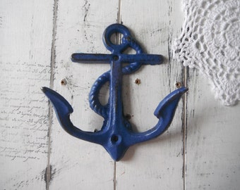 copenhagen blue bathroom hook clothing hook anchor wall hook nautical hook decor shabby cottage rustic decor distressed hook beach house