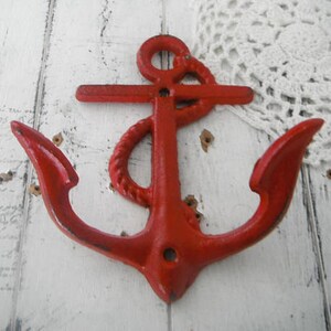 red anchor hook nautical decor beach house decor beach hook rustic decor shabby decor distressed hook clothing hook anchor decor rustic image 2