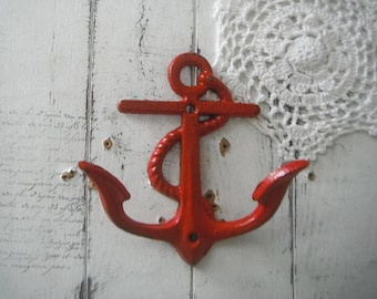 red anchor hook nautical decor beach house decor beach hook rustic decor shabby decor distressed hook clothing hook anchor decor rustic
