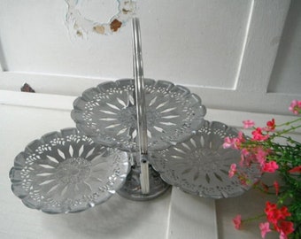 party tray serving tray cupcake stand trio tray metal tray shabby chic foldable tray ornate cottage chic display vintage chic weddings