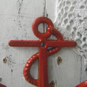 red anchor hook nautical decor beach house decor beach hook rustic decor shabby decor distressed hook clothing hook anchor decor rustic image 3