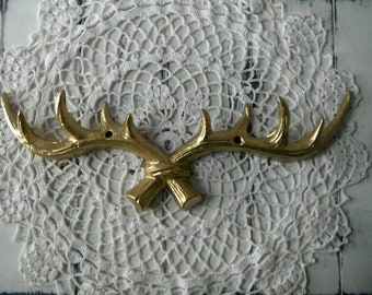 antler hook jewellery hanger necklace holder shabby decor cast iron hook gold hook deer antler hook leash hanger hook rustic decor