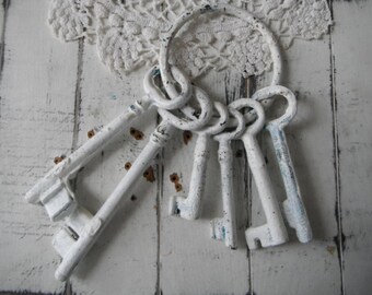 painted keys grungy layered paint rustic aged vintage look decorative keys shabby decor decorative ornamental rusty aged key set 10 x 4 inch