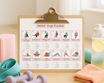 Daily Senior Chair Yoga Routine , Challenge ,Printable PDF ,Gentle Daily Yoga Planner for Seniors | Beginner-Friendly Yoga Program