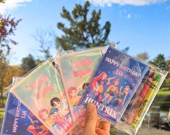 Mini COLORING Book- Mini index cards  K-Pop Demon Hunter  | Party Favors | Kids Activity Sheets | Birthday Treat Bags