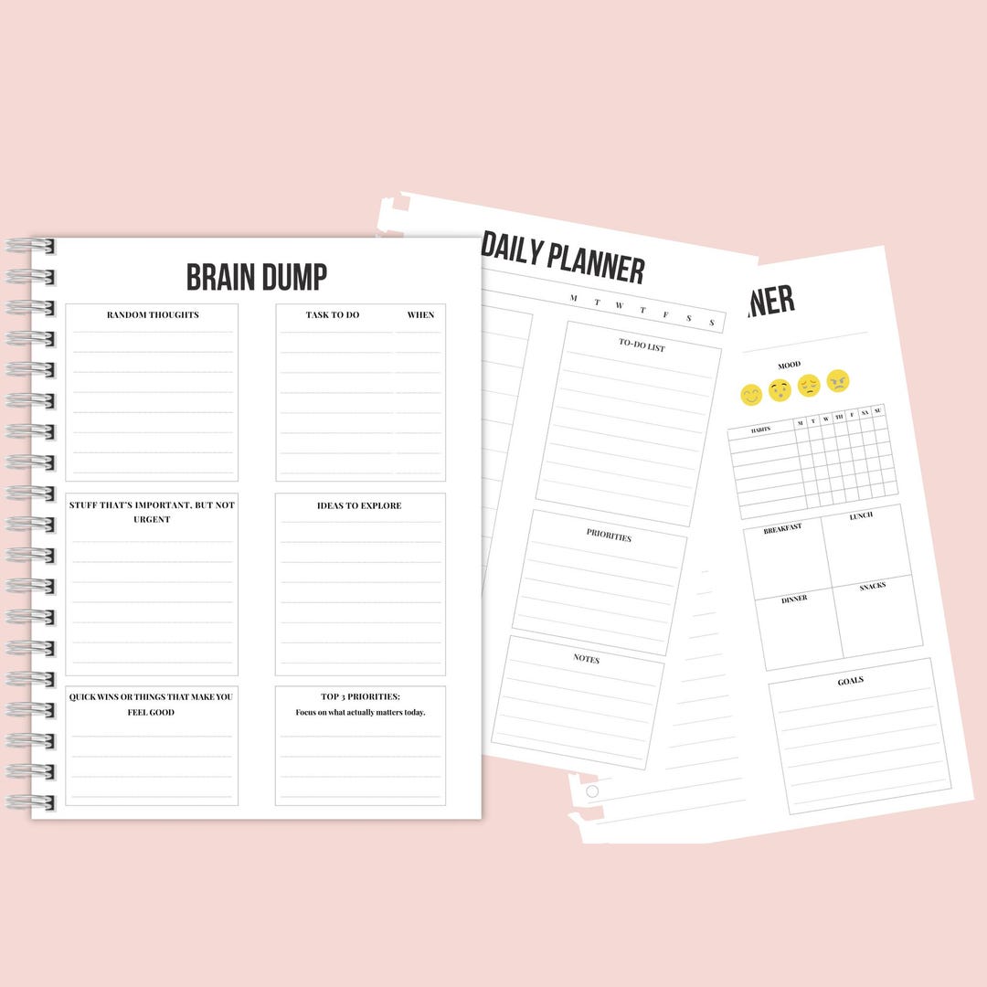 ADHD Brain Dump - Daily Planner - Printable To-do List - Focus ...