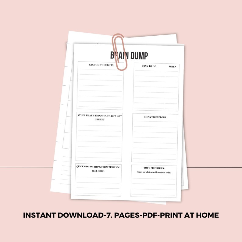 ADHD Brain Dump - Daily Planner - Printable To-do List - Focus ...