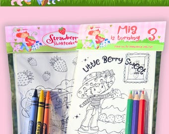 Personalized Strawberry-Berry Sticker Coloring Sheets Favor Bags| Crayons | Party Favor | Birthday