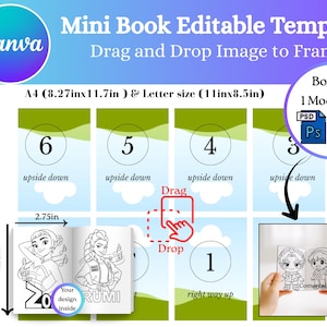 Mini Coloring Book Template,Canva Editable , Fold Book Template, Fold Book Template, Booklet for Kids, Digital Download