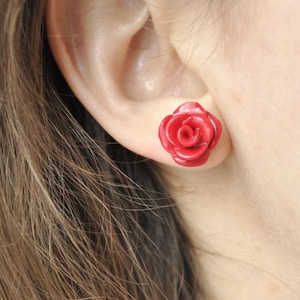Red Rose Earrings - Gifts for her