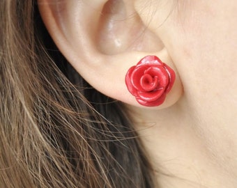 Red Rose Earrings - Gifts for her