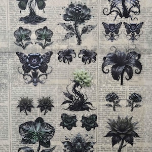 Galactic Garden PET Tape | Cosmic Botanical Sticker Loop | Dark Fantasy Scrapbook Tape