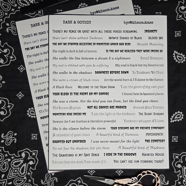 Dark & Gothic : Sticker Quotes