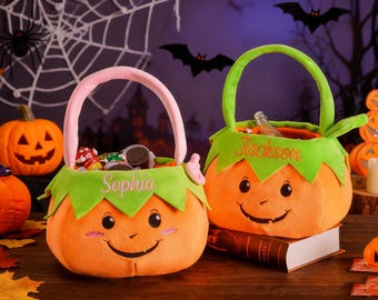 Personalized Halloween Pumpkin Basket, Trick-or-treat Basket, Halloween Basket for Boys & Girls, Halloween Basket, Halloween Treat Bag