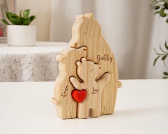Personalized Wooden Family Puzzle, Unique Family Keepsake, Engraved Family Name Puzzle, Mother's Day Gift, Family Desk Decor