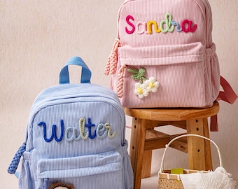 Custom Toddler School Bag, Personalized Corduroy Kids Backpack, Back To School Gift, Preschool Kindergarten Bag