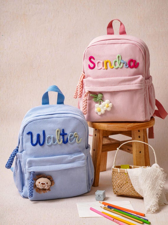 Personalized Corduroy Kids Backpack, Custom Toddler School Bag, Back To School Gift, Preschool Kindergarten Bag
