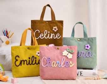 Personalized Name Tote Handbag, Children's name handbags, Corduroy Tote Handbag, Custom Children's Gift, Baby Shower Gifts
