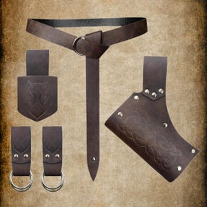 Medieval Leather Belt Accessories Set, Viking Cosplay, Renaissance Faire, LARP