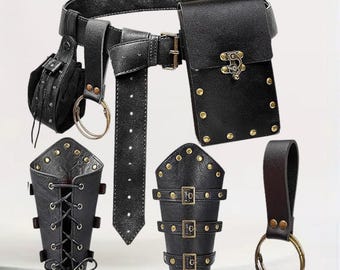 Riñonera medieval de cuero – Bolsa de cintura vikinga renacentista para LARP, festivales y Halloween