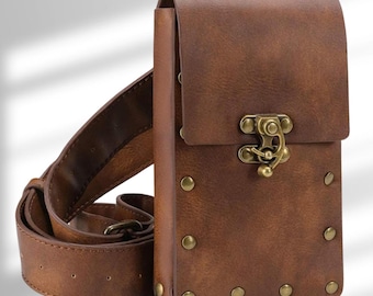 Medieval Leather Belt Bag – Renaissance Fanny Pack Waist Pouch for Costume & Steampunk Cosplay