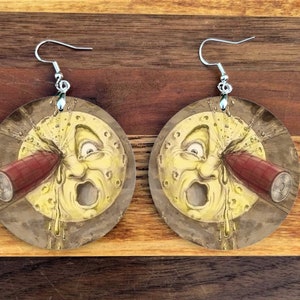 A Trip to the Moon Georges Melies Vintage Art Earrings