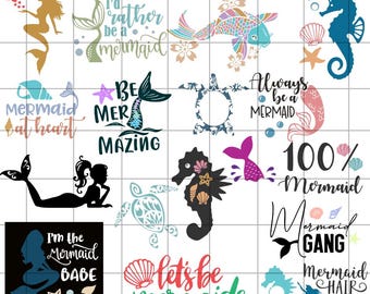 リトル・マーメイド SVG バンドル、リトル・マーメイド PNG、Cricut および Silhouette 用アリエル SVG ファイル、フランダー SVG クリップアート デジタル ダウンロード
