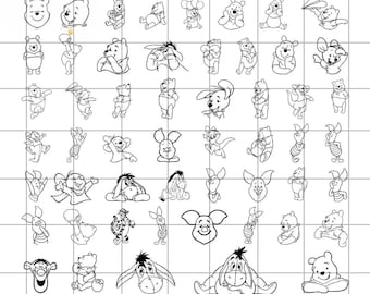Paquete de SVG de Winnie the Pooh, paquete de PNG de Winnie the Pooh, clipart de contorno de Ígor, silueta de Tigger en SVG, SVG de Disney para Cricut