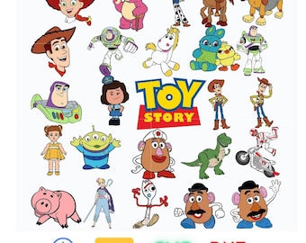 Toy Story SVG Clipart Bundle, Buzz Lightyear Woody Jessie PNG, Toy Story Cut Files for Cricut Silhouette, Instant Download PNG
