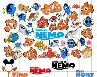 Nemo SVG, Nemo PNG Clipart Bundle, Nemo Digital Papers, Fish Clipart for Nemo Birthday, Nemo Cake Topper