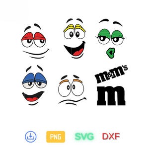 m and m faces svg, face Svg, SVG for Cricut, Layered files, Tshirt Face SVG, Digital Files, Digital Vector File, digital download.