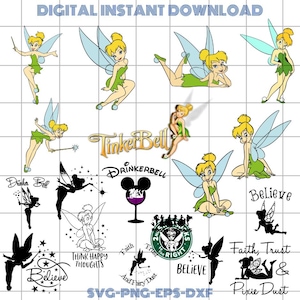 Tinkerbell SVG Bundle, Tinkerbell Svg & Png Files for Cricut, Believe Tinkerbell Png, Fairy Svg for Shirt, Princess Clipart Instant Download