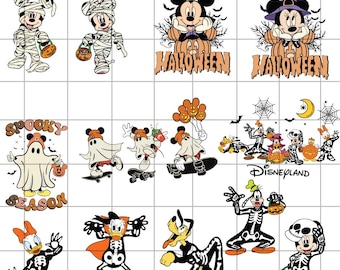 Mouse Skeleton Svg Bundle, Mickey Halloween Png Bundle, Mouse Pumpkin Clipart, Minnie Trick Or Treat, Svg For Cricut