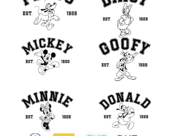 Mickey and friends clipart set, Mickey svg cut files for Cricut / Silhouette, Donald Duck svg, Mickey png, dxf