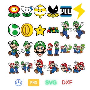 Super Mario SVG-Bundle für Cricut und Sublimation, Mario Cut-Dateien, Mario Clipart, Super Mario, Mario PNG, Mario Familie svg, Layered svg