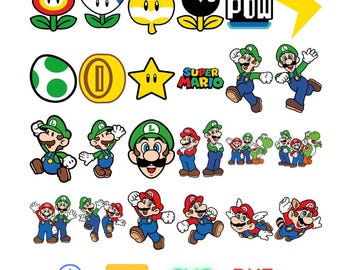 Pacchetto SVG di Super Mario per Cricut e sublimazione, file di taglio di Mario, clipart di Mario, Super Mario, PNG di Mario, famiglia di Mario in formato SVG, SVG a strati